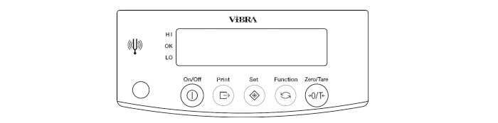 các phím nhấn của cân vibra ab