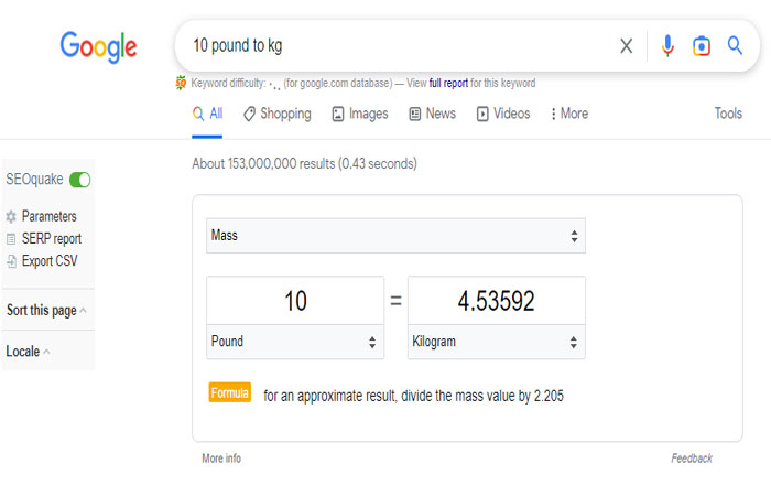cách chuyển đổi đơn vị pound bằng google